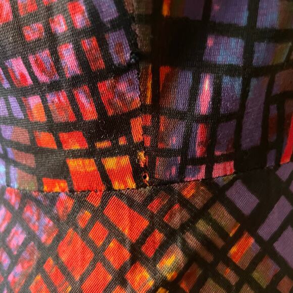 Vintage 70's Ike Clark Slinky Geometric Print Fit and Flare Dress - Picture 8 of 12